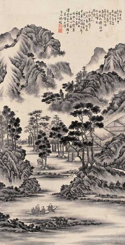 何俊 丙辰（1916年）作 山水 立轴